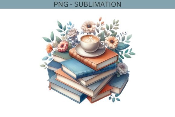 Books and Flowers Digital: Pastel Graphics & Illustrations