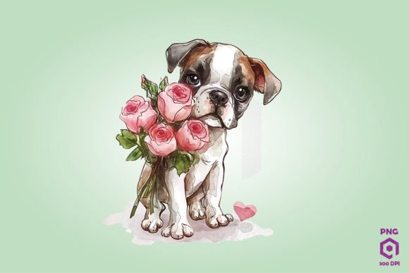 Boxer Giving Flowers: Graphics & Illustrations