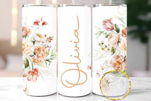 Custom Name Tumbler Wrap: Floral Graphics & Illustrations