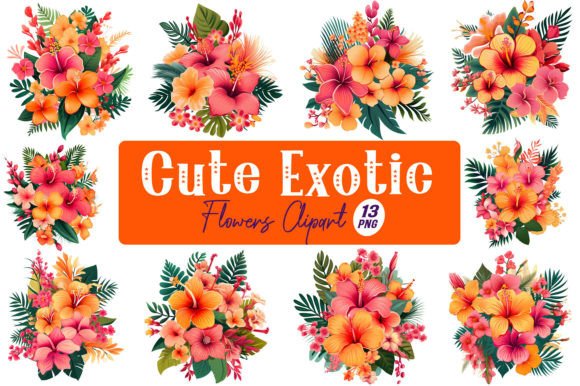 Cute Exotic Flowers Clipart: Graphics & Illustrations Review