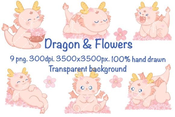 Dragon Flowers Graphics: Fantasy Illustrations for Brands