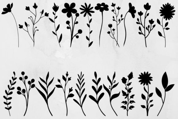 Flowers, Plant Silhouette Svg Bundle: Graphics & Illustrations