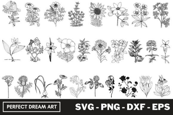 Flowers Silhouette Bundles: Premium Graphics & Illustrations