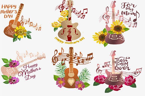 Guitar Flowers Set 5: Graphics & Illustrations