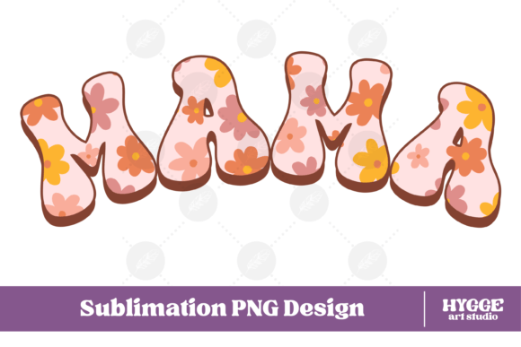Mama Png Retro Flowers: Graphics & Illustrations
