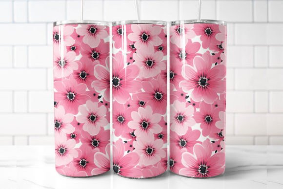 Pink Flowers 20oz Skinny Tumbler: Graphics & Illustrations