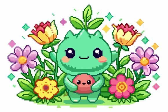 Pixels Cartoon Flowers: Fresh Graphics & Illustrations