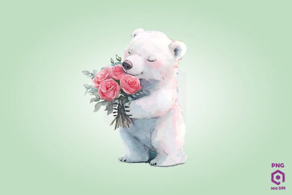 Polar Bear Giving Flowers: Graphics & Illustrations Review
