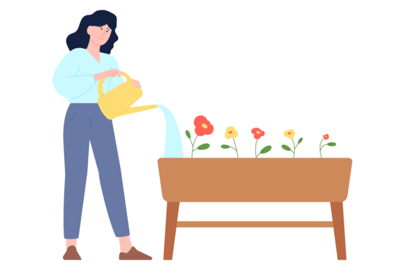 Review: Woman Watering Flowers Embroidery Design