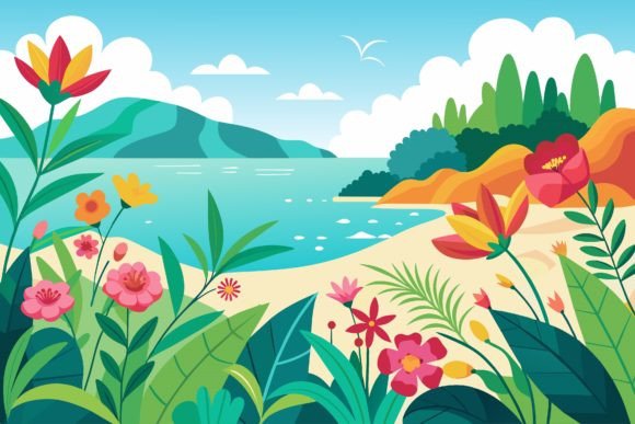 Sea with Flowers Graphics & Illustrations Review