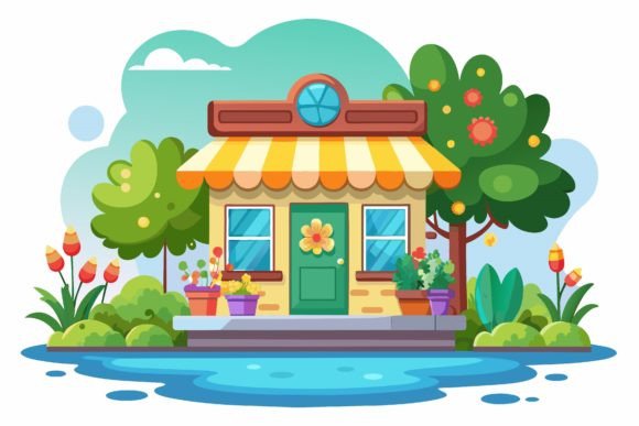 Shop Cartoon with Flowers: Fresh Graphics & Illustrations