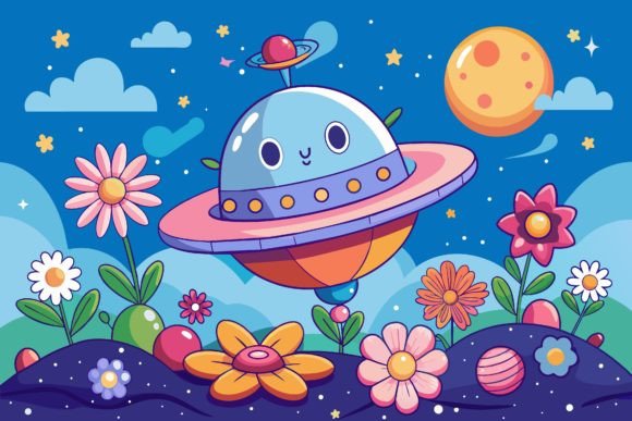 Spaceship Sky Cartoon Graphics & Illustrations Review