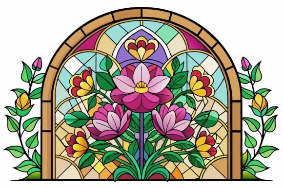 Stained Glass Graphics: Floral Illustrations for Blogs