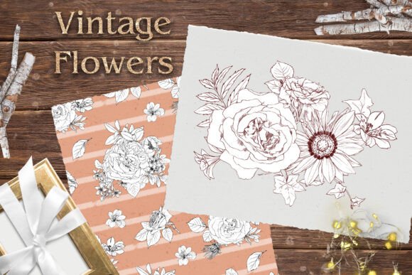 Vintage Flowers Print Seamless Pattern P: Graphics & Illustrations