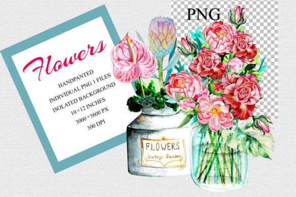 Vintage Watercolor Flowers: Graphics & Illustrations