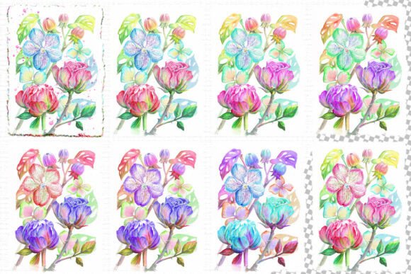 Watercolor Flowers Sublimation PNG: Graphics & Illustrations