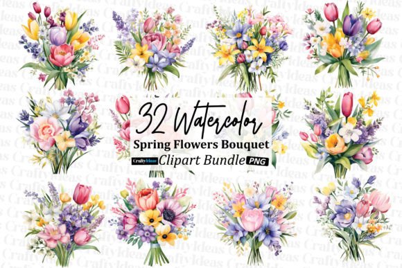 Watercolor Spring Flowers: Graphics & Illustrations